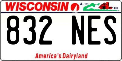 WI license plate 832NES