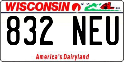 WI license plate 832NEU
