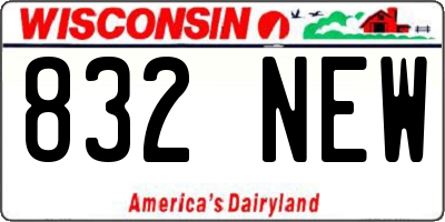 WI license plate 832NEW