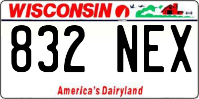 WI license plate 832NEX