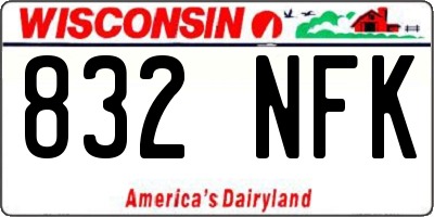 WI license plate 832NFK