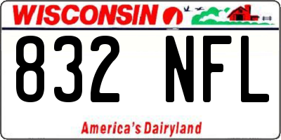WI license plate 832NFL