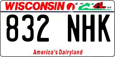 WI license plate 832NHK