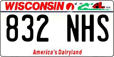 WI license plate 832NHS