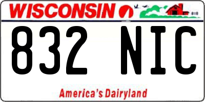 WI license plate 832NIC