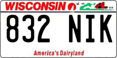 WI license plate 832NIK