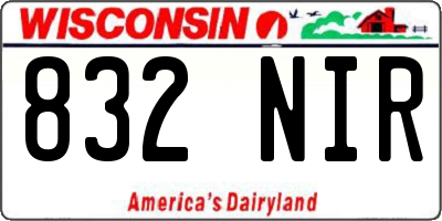 WI license plate 832NIR