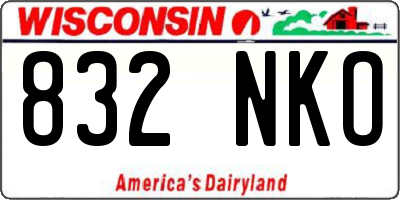 WI license plate 832NKO
