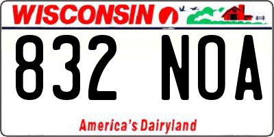 WI license plate 832NOA
