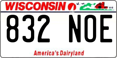 WI license plate 832NOE