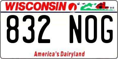 WI license plate 832NOG