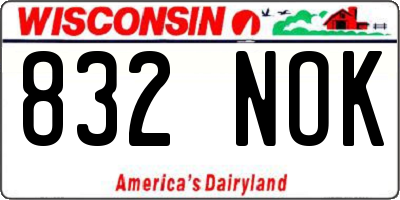 WI license plate 832NOK