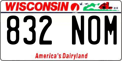 WI license plate 832NOM