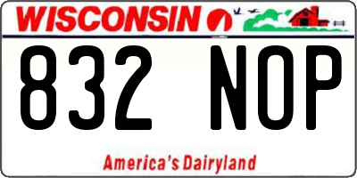 WI license plate 832NOP