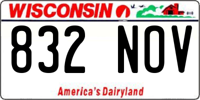 WI license plate 832NOV