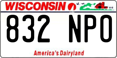WI license plate 832NPO