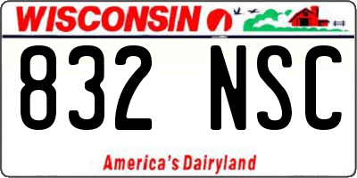 WI license plate 832NSC