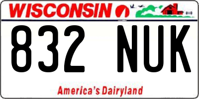 WI license plate 832NUK