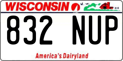 WI license plate 832NUP