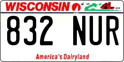 WI license plate 832NUR