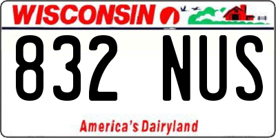 WI license plate 832NUS
