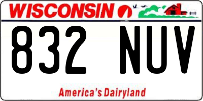 WI license plate 832NUV