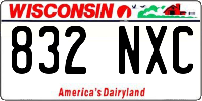 WI license plate 832NXC
