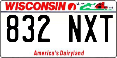 WI license plate 832NXT