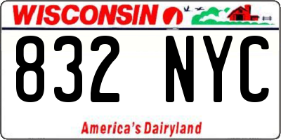 WI license plate 832NYC
