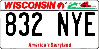 WI license plate 832NYE