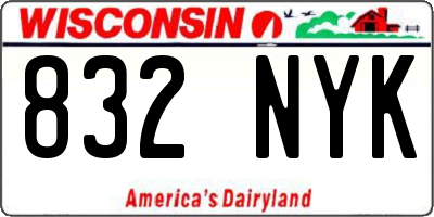 WI license plate 832NYK