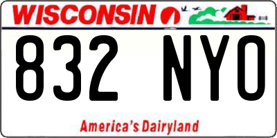 WI license plate 832NYO