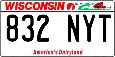WI license plate 832NYT