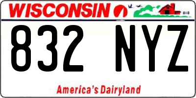 WI license plate 832NYZ