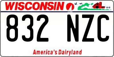 WI license plate 832NZC