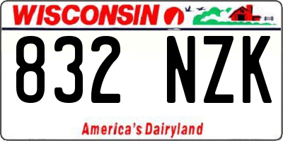 WI license plate 832NZK