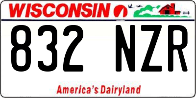 WI license plate 832NZR
