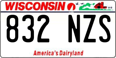 WI license plate 832NZS