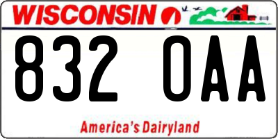 WI license plate 832OAA