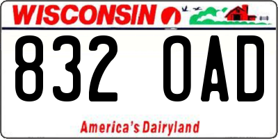 WI license plate 832OAD