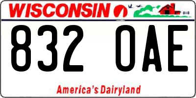 WI license plate 832OAE