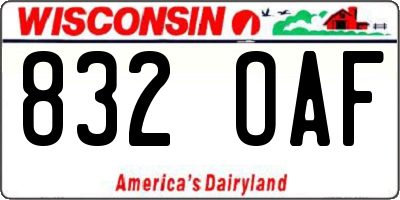 WI license plate 832OAF