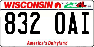 WI license plate 832OAI