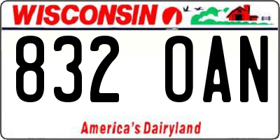 WI license plate 832OAN