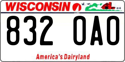 WI license plate 832OAO