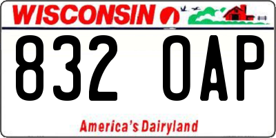 WI license plate 832OAP