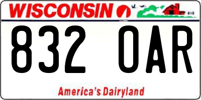 WI license plate 832OAR