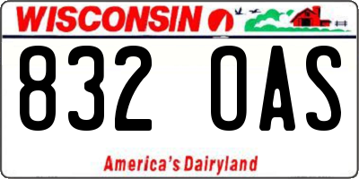 WI license plate 832OAS