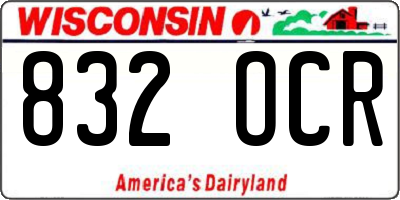 WI license plate 832OCR