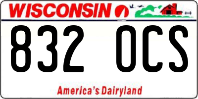 WI license plate 832OCS